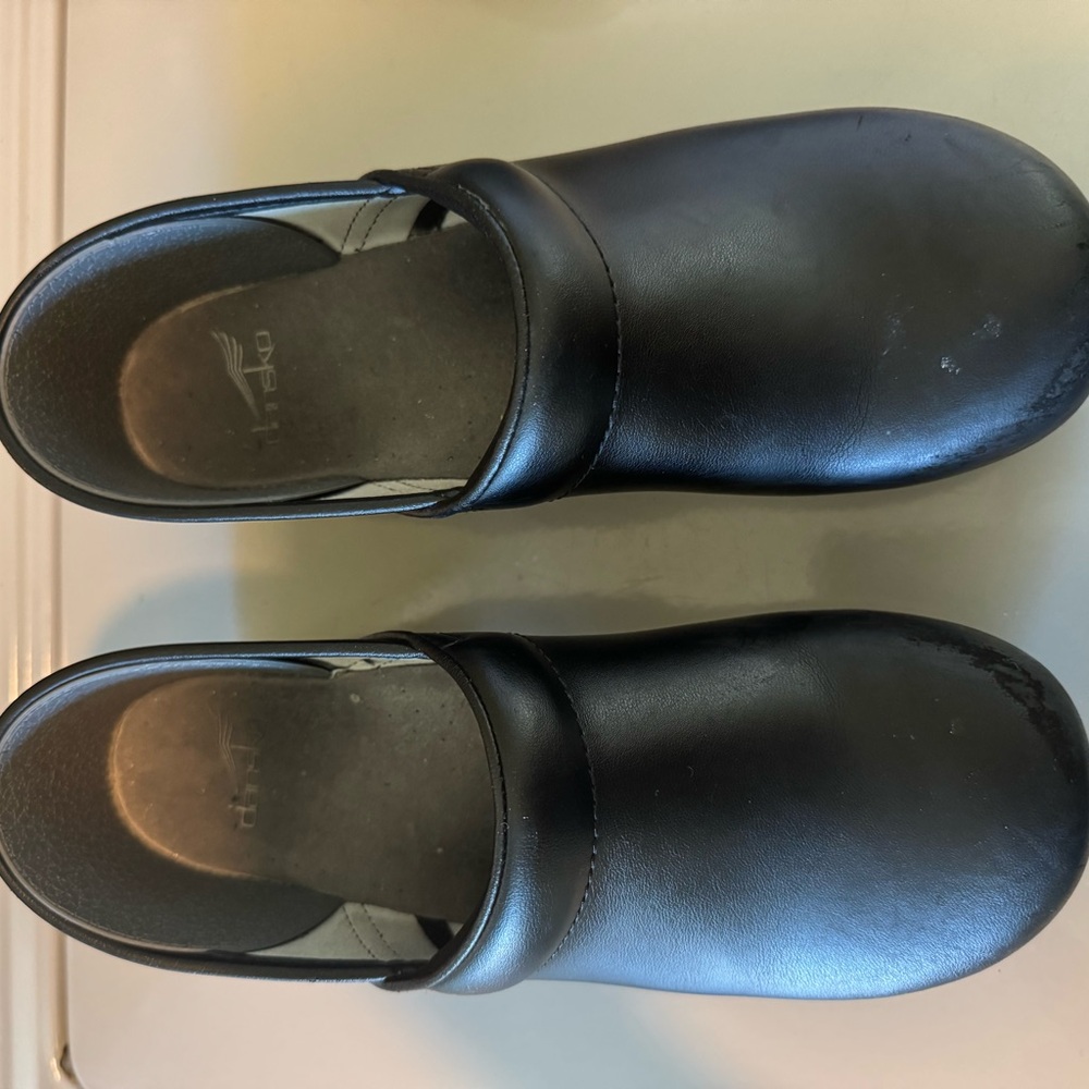Black Leather Clogs